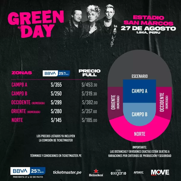Precios de entradas para el concierto de Green Day / Move Concerts