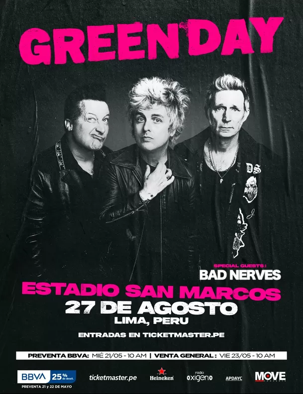 Green Day se presentará el 27 agosto en el Estadio San Marcos / Move Concerts