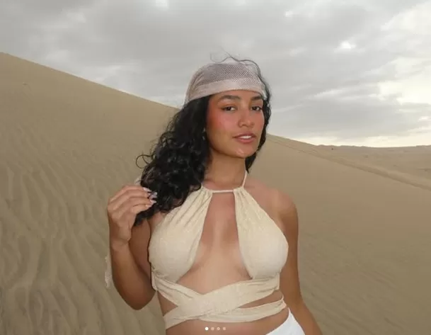 El look de Guadalupe Farfán apuesta por una estética veraniega y natural, muy acorde al escenario del desierto. Foto: Instagram