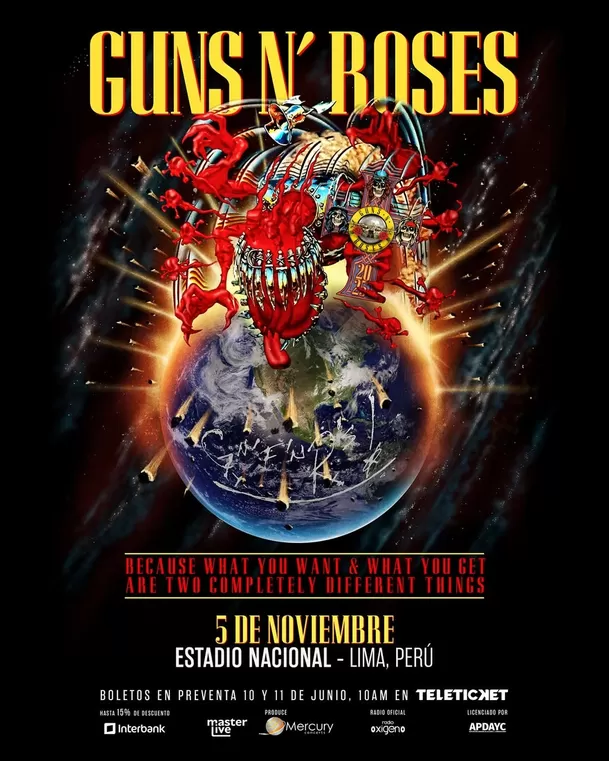Guns N' Roses ofrecerá un show imperdible en el Estadio Nacional el próximo 5 de novimebre / Masterlive