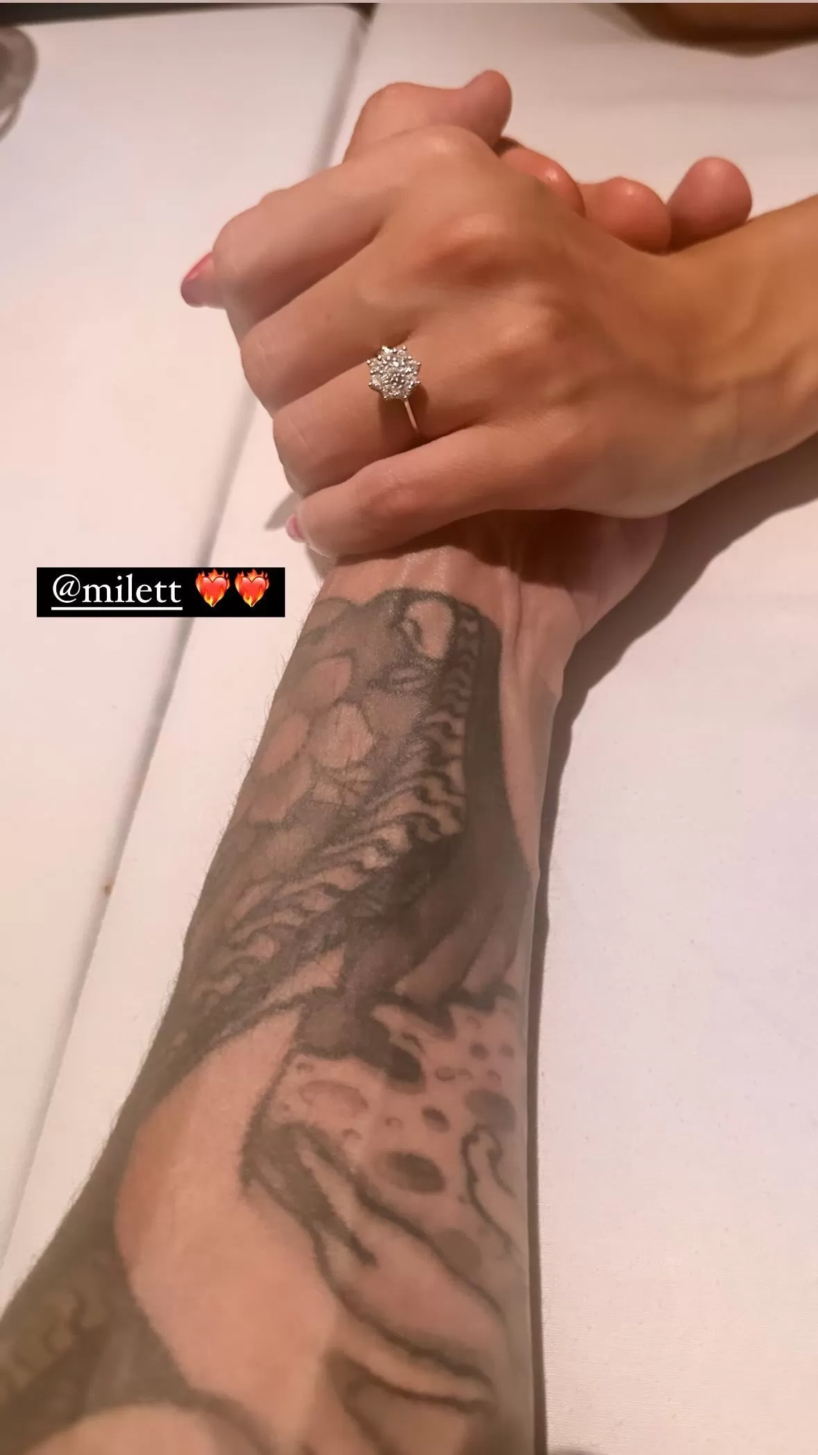 Fotografía que publicó Marcelo Tinelli junto a Milett Figueroa. Fuente: Instagram