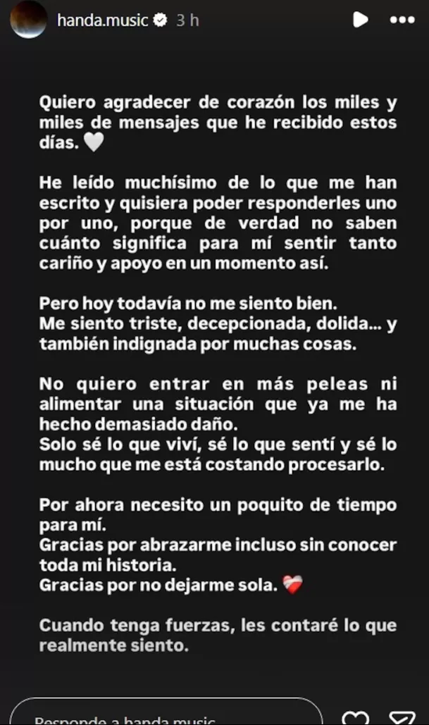 Handa agradece el apoyo de sus seguidores tras presunta infidelidad de Gio / Handa agradece el apoyo de sus seguidores tras presunta infidelidad de Gio /