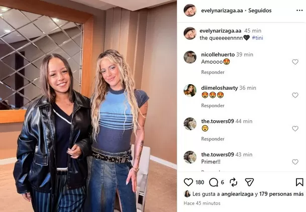 Evelyn Arizaga conoció a Tini en Uruguay / IG: @evelynarizaga.aa
