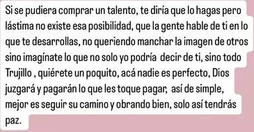 Este es un fragmento del mensaje publicado por Marcial Cueva dirigido a su cuñada Pamela López/Foto: Instagram