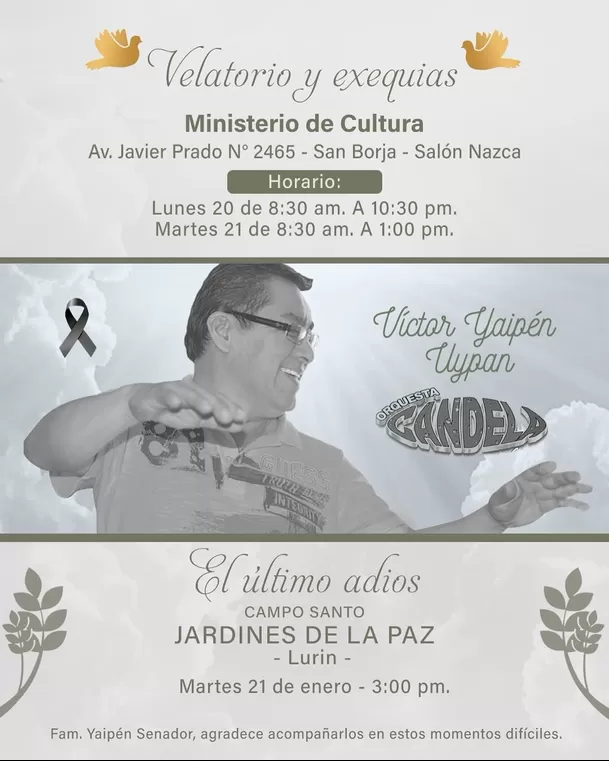 Los restos de don Víctor Yaipén serán velados en el Salón Nazca del Ministerio de Cultura / Instagram
