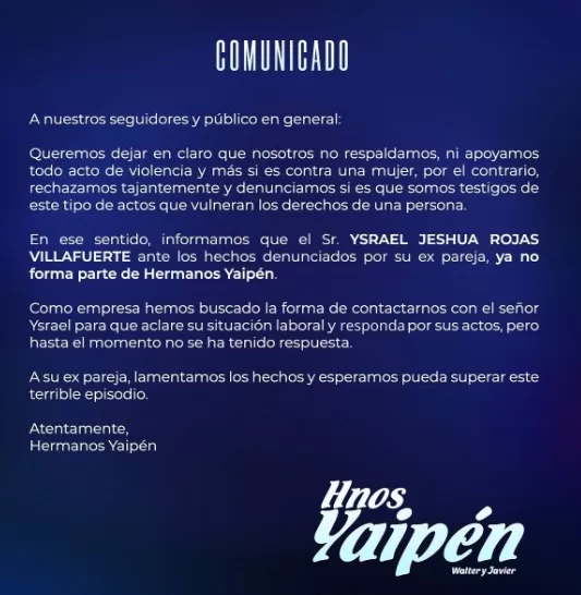 Hermanos Yaipén separa a Ysrael Rojas. Foto: Instagram