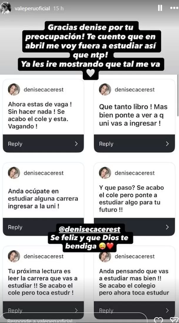 Valentina Carmona dejó tremenda lección a usuaria por crítica / Instagram