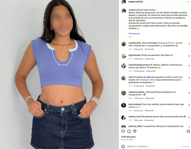 Valentina Carmona, hija de Tula Rodríguez, compartió un mensaje desde redes sociales tras su tercera cirugía y agradeció las oraciones recibidas.Video: Instagram