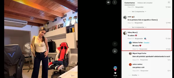 Adriano Farfán publica foto de una chica con tierno texto/ Captura Tik Tok