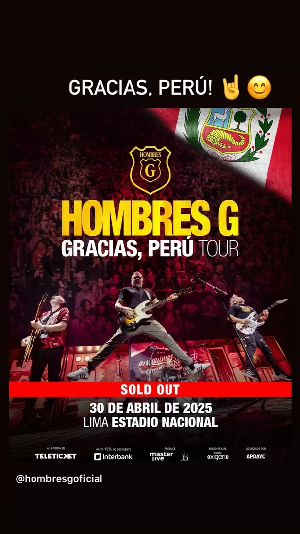 Hombres G hicieron sold out para su esperado concierto en Lima / Instagram