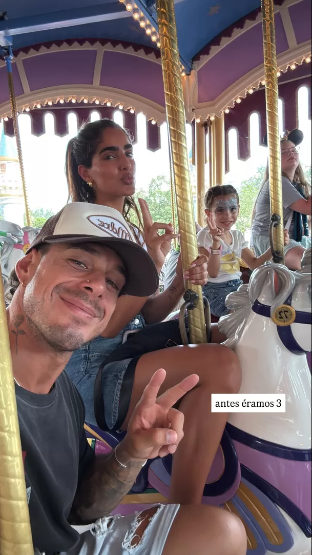 Hugo García, Isabella Ladera y Mía en Disney por el cumpleaños de la pequeña / Instagram