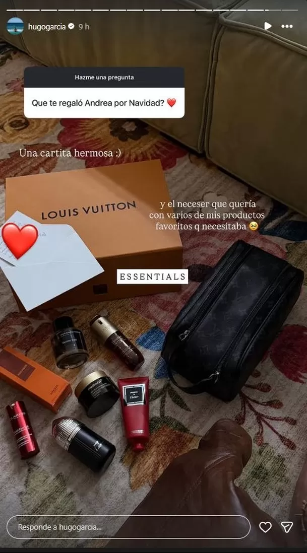 Un neceser de lujo y una carta especial: así sorprendió Isabella Ladera a Hugo García esta Navidad. Foto: Instagram