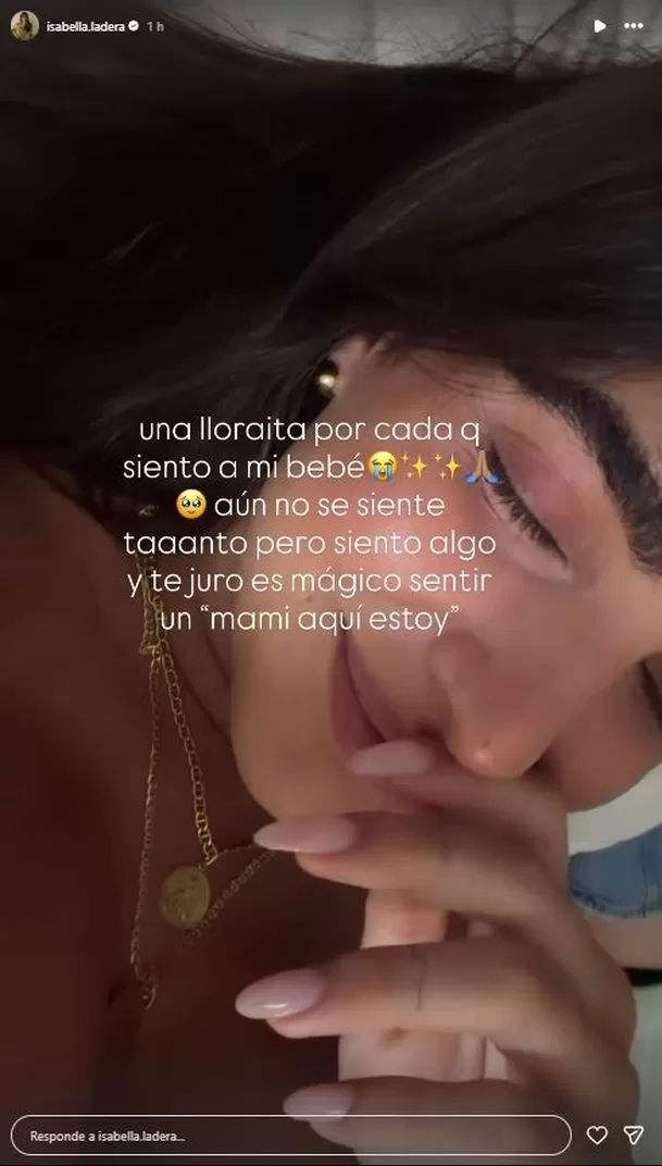 Isabella Ladera rompíó en llanto al sentir a su bebé que tendrá con Hugo García / Instagram