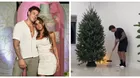 Hugo García, Isabella Ladera y su hija decoran árbol navidad
