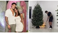 Hugo García, Isabella Ladera y su hija decoran árbol navidad