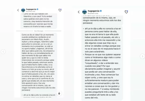 Hugo García le respondió a influencer que aseguró coqueteos con Cara Rodríguez, ex de Beéle y rival de Isabella Ladera / Instagram Hugo García le respondió a influencer que aseguró coqueteos con Cara Rodríguez, ex de Beéle y rival de Isabella Ladera / Instagram