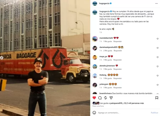 A 14 años de la partida de su padre, Hugo García compartió un emotivo mensaje en redes sociales, donde reveló que cumplió el sueño de ver una carrera de Fórmula 1 sosteniendo en brazos a su hijo Koa, reviviendo una tradición que inició junto a él cuando era niño Video: Instagram @hugogarcia A 14 años de la partida de su padre, Hugo García compartió un emotivo mensaje en redes sociales, donde reveló que cumplió el sueño de ver una carrera de Fórmula 1 sosteniendo en brazos a su hijo Koa, reviviendo una tradición que inició junto a él cuando era niño Video: Instagram @hugogarcia