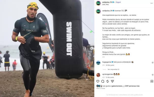 Said Palao completó el Ironman 70.3 en Lima, una de las competencias más exigentes del mundo. Foto: Instagram