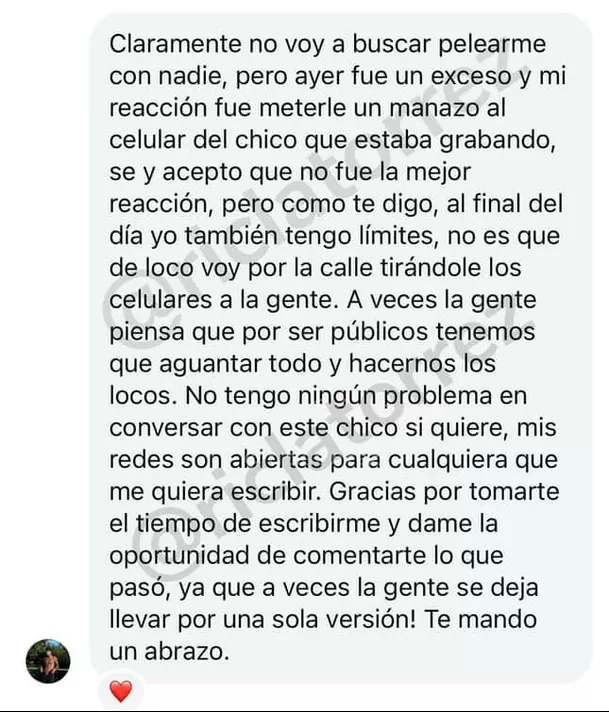 Hugo García hizo un mea culpa tras violenta reacción con joven / Ric La Torre Hugo García hizo un mea culpa tras violenta reacción con joven / Ric La Torre
