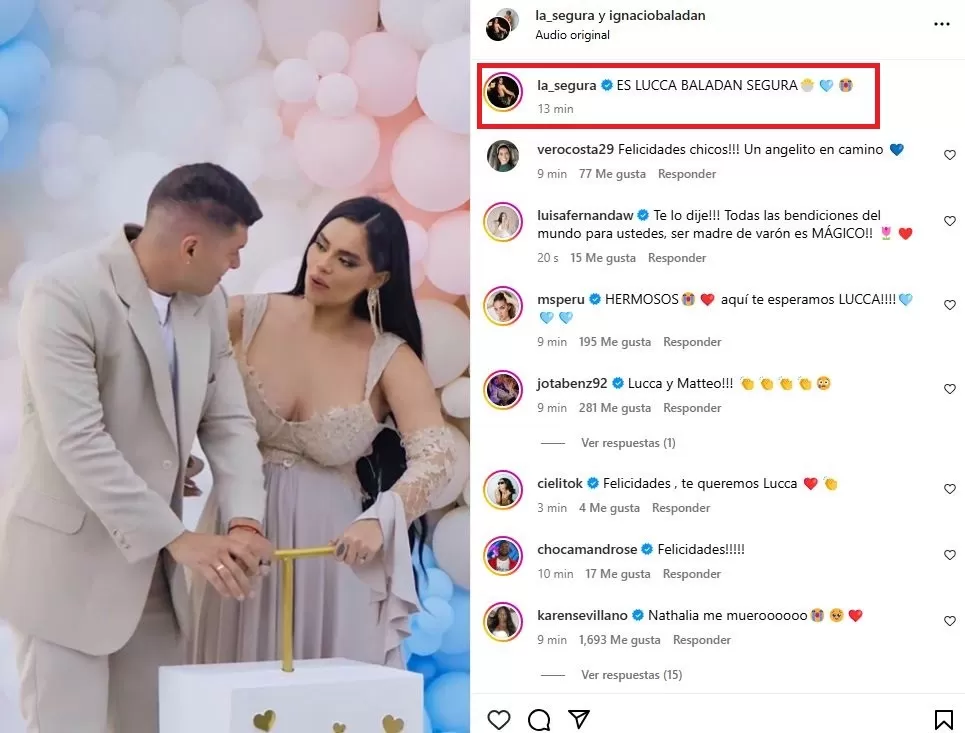 Ignacio Baladán y Natalia Segura revelaron el nombre de su bebé / Instagram