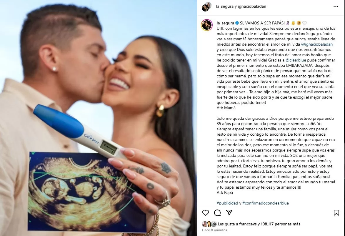 Ignacio Baladán anunció el embarazo de su novia Natalia Segura / Instagram