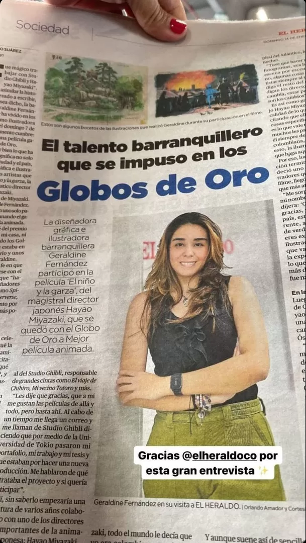 Medios colombianos destacaron el supuesto trabajo de Geraldine Fernández en 'El niño y la garza' / X: @CrackenCreative