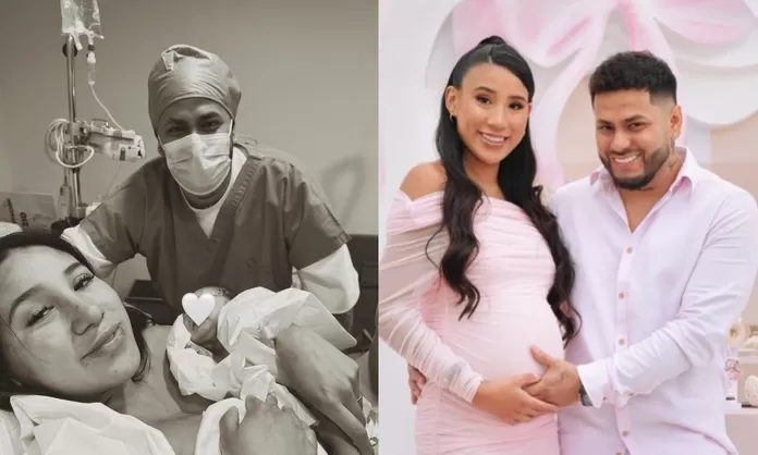 Samahara Lobatón y Bryan Torres con bebé en consulta médica