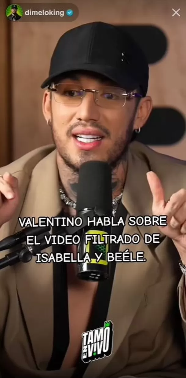 Isabella Ladera habría filtrado el video íntimo con Beéle, aseguró Valentino Lázaro. Fuente: TikTok