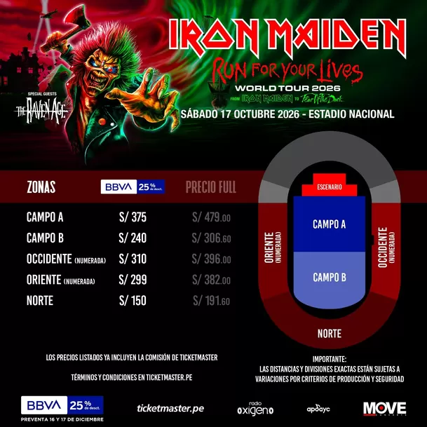 Precios y preventa para el concierto de Iron Maiden / Move Concerts Precios y preventa para el concierto de Iron Maiden / Move Concerts