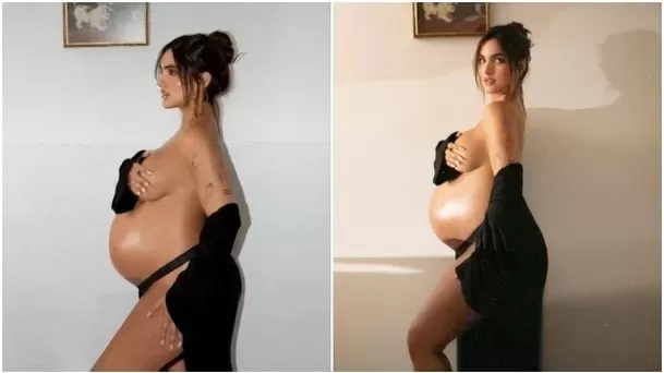 Isabella Ladera impacta con semidesnudo para despedir pancita de embarazo / IG isabella.ladera