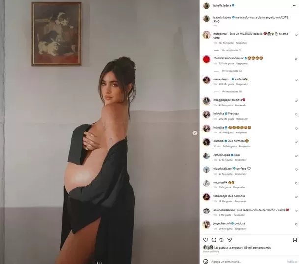 Isabella Ladera impacta con semidesnudo para despedir pancita de embarazo / IG isabella.ladera
