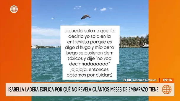 Isabella Ladera explica por qué no revela sus meses de embarazo / Captura