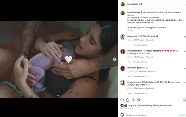Isabella Ladera conmueve con íntimas imágenes del parto de su bebé con Hugo García / IG: isabella.ladera