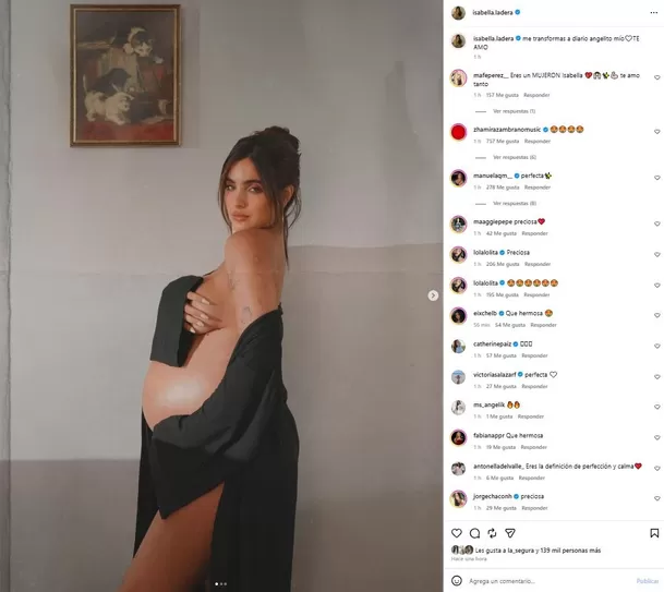 Isabella Ladera impacta con semidesnudo para despedir pancita de embarazo / IG isabella.ladera