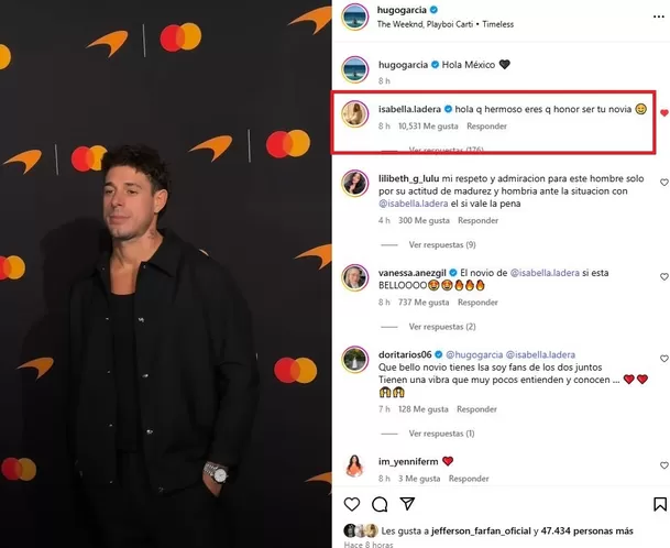 Isabella Ladera orgullosa de ser la novia de Hugo García / Instagram Isabella Ladera orgullosa de ser la novia de Hugo García / Instagram