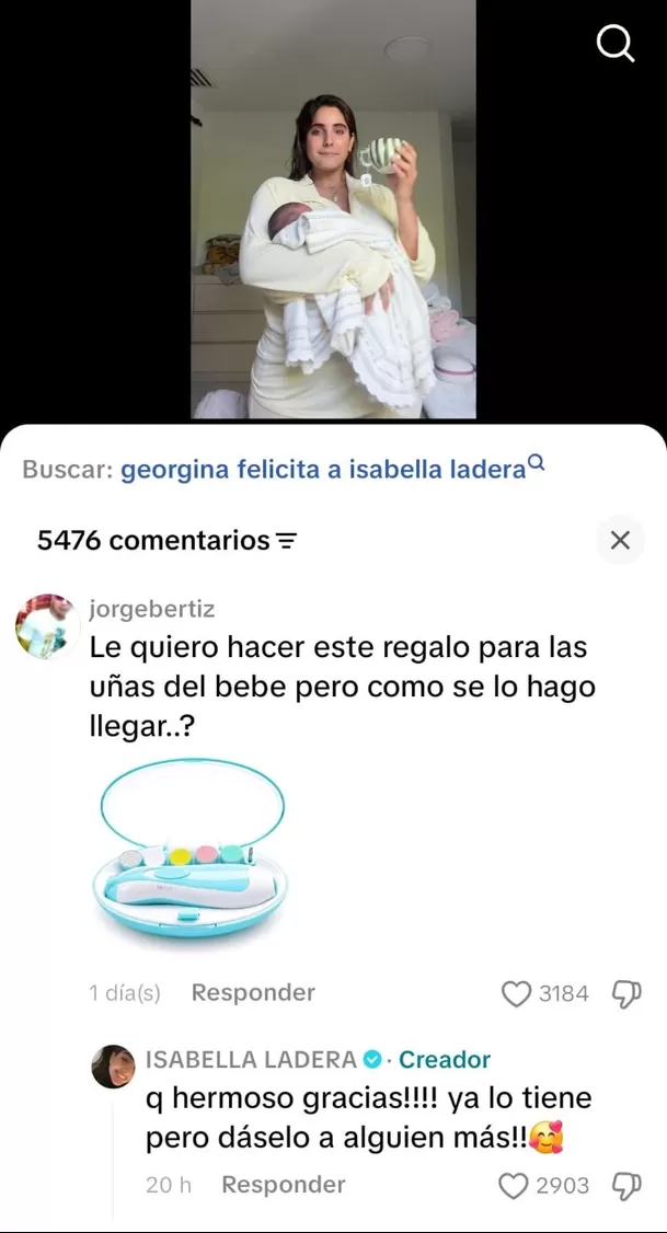 Isabella Ladera reaccionó a regalo de un seguidor para su bebé / TikTok: Isalavenezolanaa Isabella Ladera reaccionó a regalo de un seguidor para su bebé / TikTok: Isalavenezolanaa