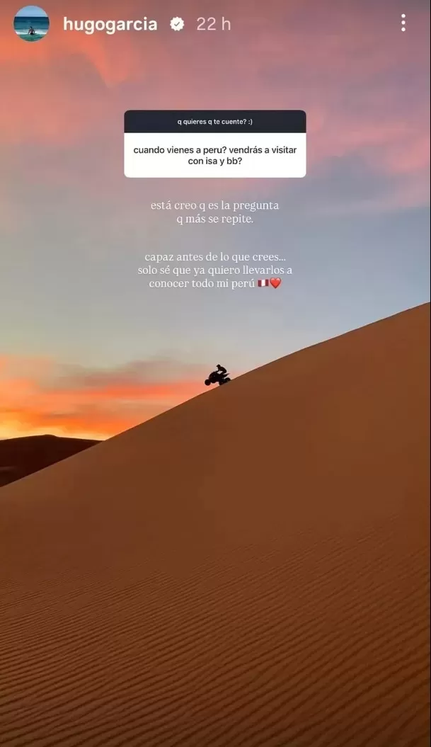 Hugo García confirmó cuándo vendrá al Perú con Isabella Ladera y su bebé Koa / IG: hugogarcia