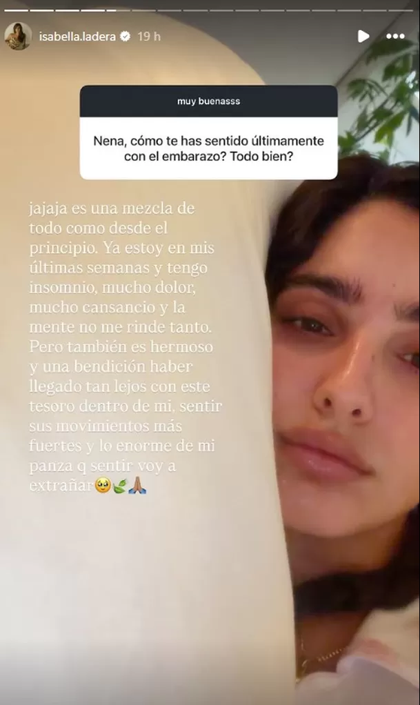 Isabella Ladera revela cómo vive últimos días de embarazo/ Captura Instagram Isabella Ladera revela cómo vive últimos días de embarazo/ Captura Instagram