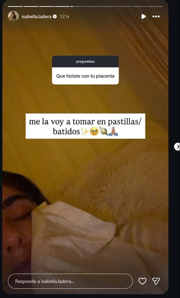 Isabella Ladera revela lo que hará con la placenta de su bebé / IG: @isabella.ladera