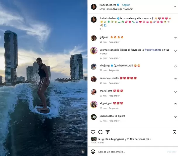 Hugo García reaccionó a publicación de Isabella Ladera tras vinculación con Vinicius Jr. Fuente: Instagram