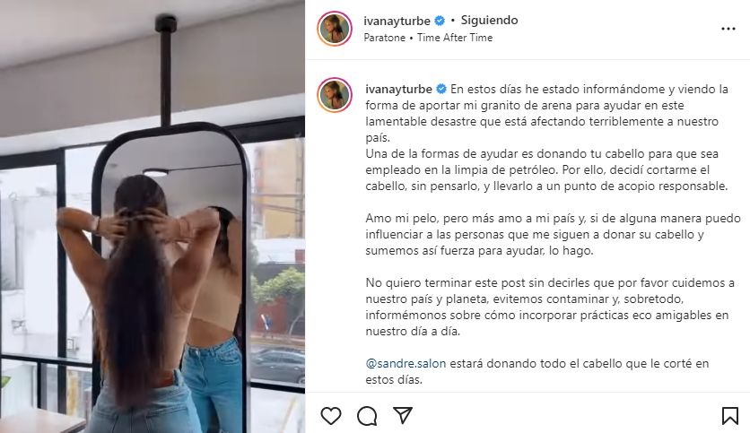  Ivana Yturbe donó su larga cabellera para ayudar en limpieza por derrame de petróleo