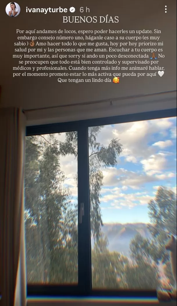 Ivana Yturbe alarma con mensaje sobre su salud / Instagram