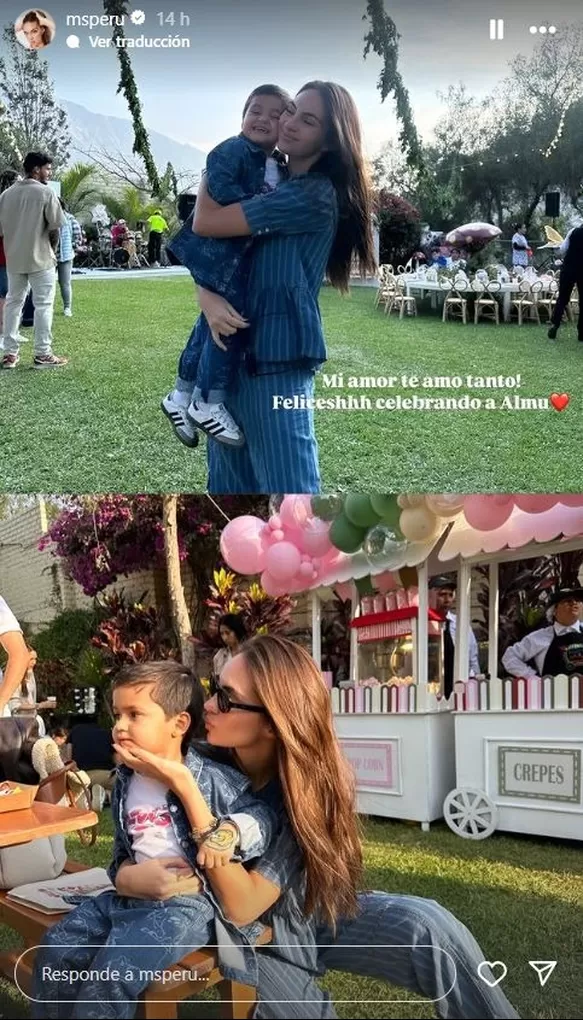 Natalie Vértiz y su hijo Leo en la fiesta de cumpleaños de Almudena / Instagram