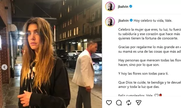 J Balvin dedica mensaje a Valentina Ferrer tras separación / IG: @jbalvin J Balvin dedica mensaje a Valentina Ferrer tras separación / IG: @jbalvin