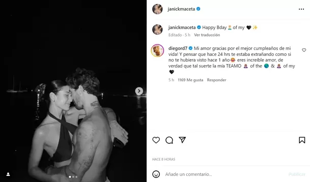 Janick Maceta oficializó con este mensaje su relación con el modelo Diego Rodríguez/ Foto: IG Janick Maceta