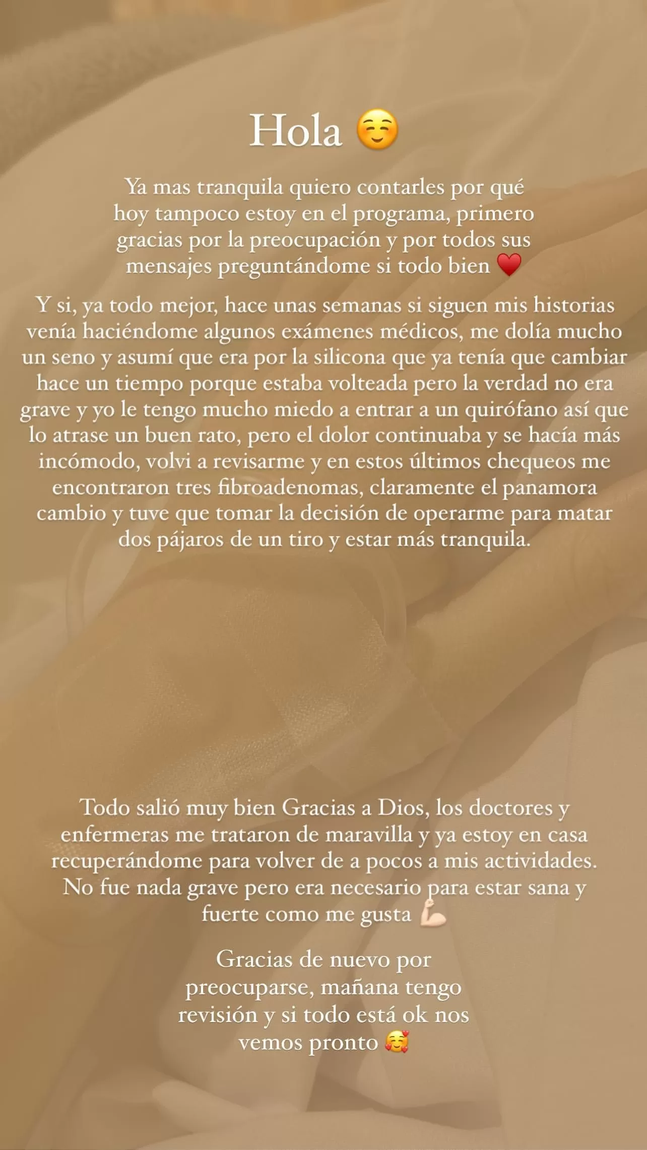 Comunicado de Jazmín Pinedo sobre su estado de salud / Instagram