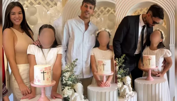 Jazmín Pinedo celebró la Primera Comunión de su hija en octubre y Pedro Araujo fue el padrino / Captura