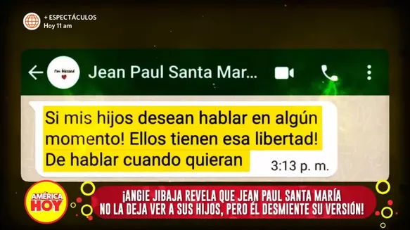 Jean Paul Santa María desmintió las acusaciones de Angie Jibaja sobre visitar a sus hijos 