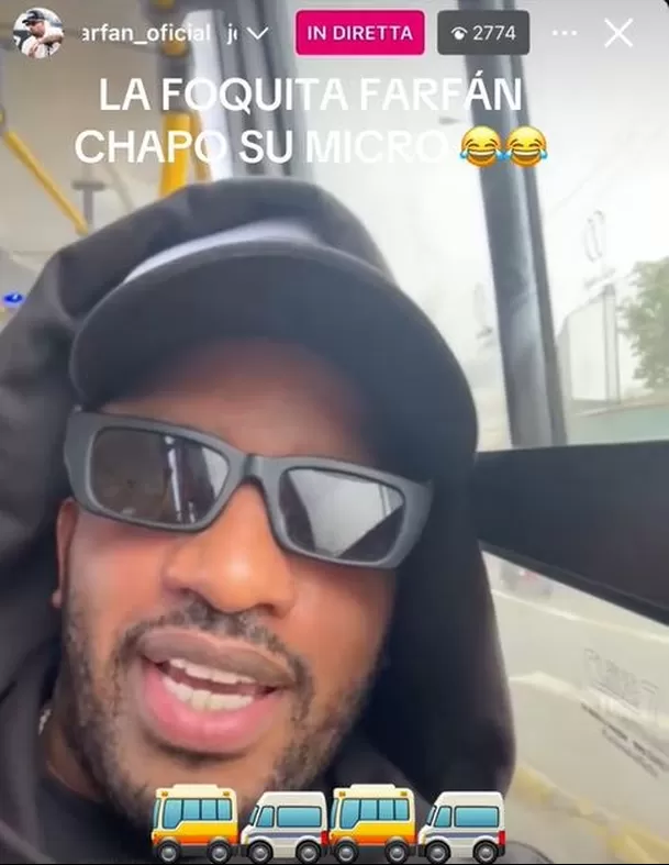 Jefferson Farfán viajando en bus de transporte público. Fuente: TikTok/real.latinos
