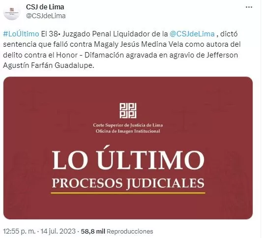 Magaly Medina fue sentenciada por el juicio de difamación que le entabló Jefferson Farfán / Twitter